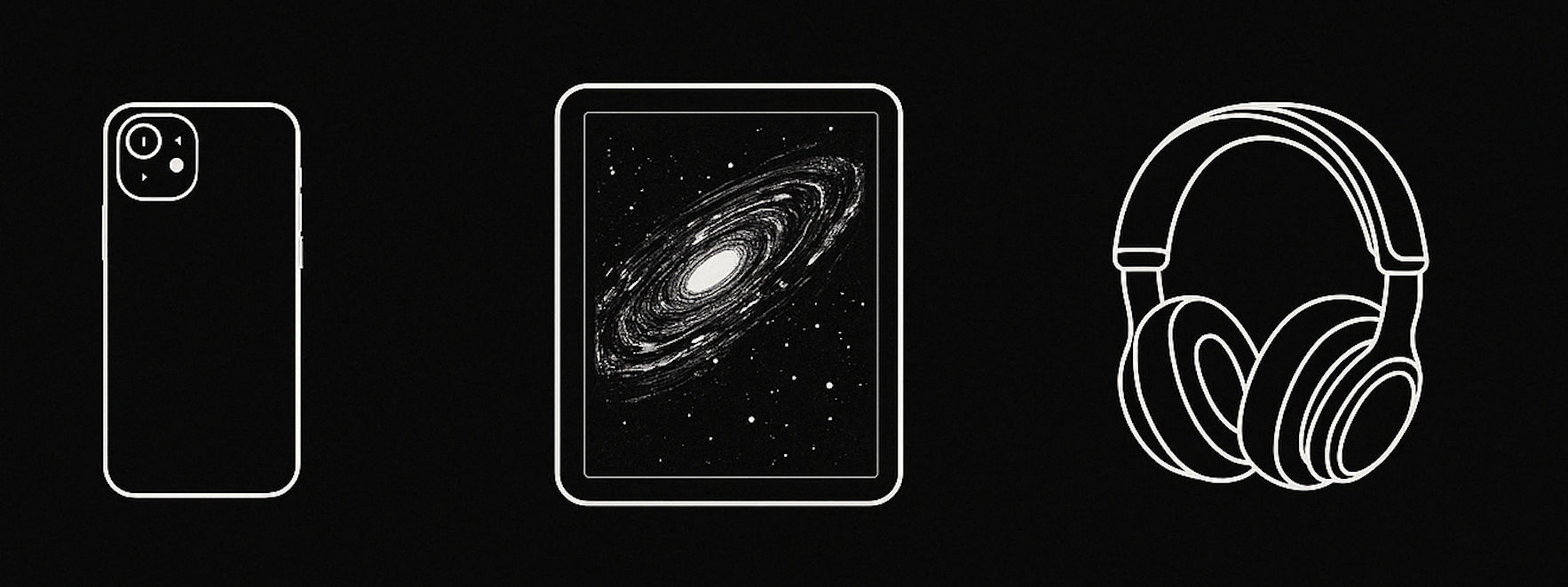 Tech trio - smartphone, tablet, and headphones